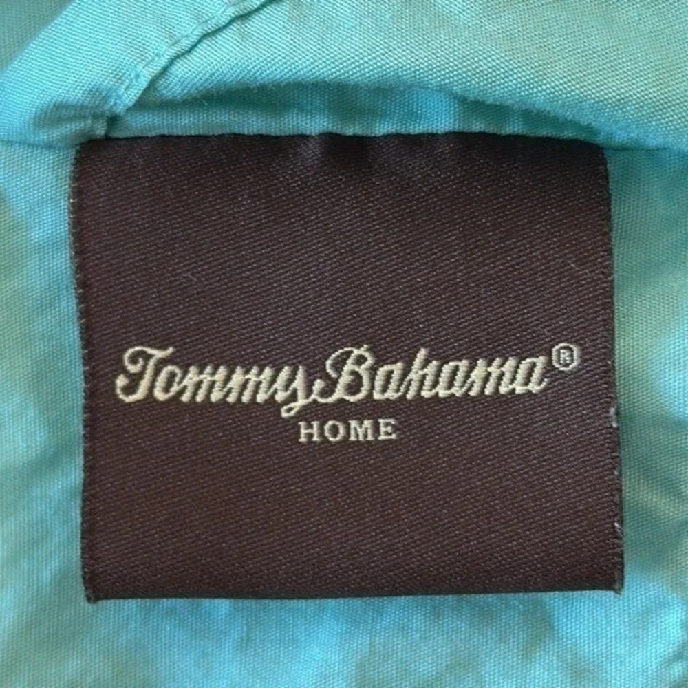 2 Tommy Bahama King Size Turquoise and White Tropical / Pineapple Print Shams